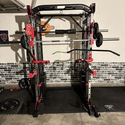 Smith Machine 200 | Adjustable Bench | 245lb Cast Iron Olympic Weights | 7ft Olympic Bar | Fitness | Gym Equipment | FREE DELIVERY/INSTALLATION 🚚 🛠️