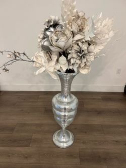 Mosaic Mirror Tile Vase W/Plants