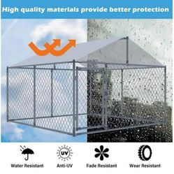 New In Box Large 7.5x7.5 Dog Kennel With Weather Resistant UV Water Proof Tarp. Galvanized Metal Anima Cage 