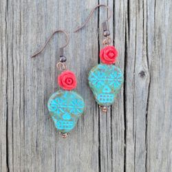 Sugar Skull Dia De Los Muertos Mexican Earrings 