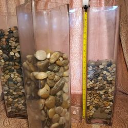 3 Tall Glass Vases 