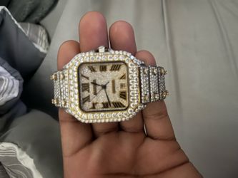 Two-tone moissanite watch