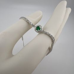 Tennis Bracelet Single Stone. Emerald. Colombian 