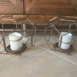 Geometric Candle Holders with Candles, Pier One, Set of Two