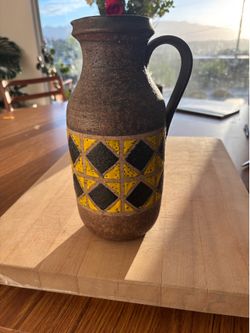 Vintage Brutalist Ceramic German Pottery Art Vase Pitcher Decor
