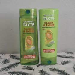 Garnier Fructis Sleek & Shine Smoothing Shampoo & Conditioner 12.5oz ( Plant Keratin + Argain Oil )
