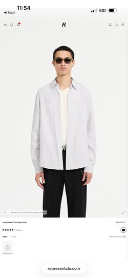 Represent Long Sleeve Pinstripe Shirt Large