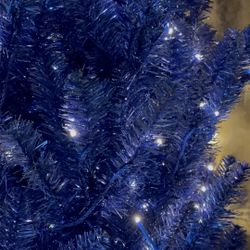 6 FT Shiny Blue Fraser Pencil Christmas Tree -  inter changing lights- Simi Valley 