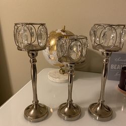 Gorgeous Crystal Candle Holders Set