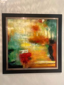 Framed Abstract Oil Painting on Canvas