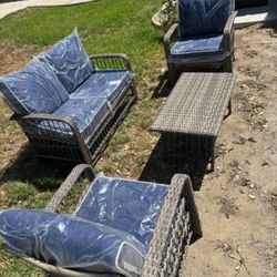 Four-piece patio furniture set deep seating cushions high quality patio set brand new in the box