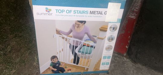 Top of stairs metal gate