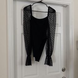 Lace Sleeved Black Body Suit 