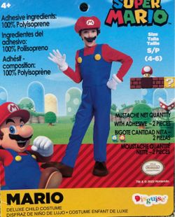 Super Mario Deluxe Child Costume Size S/P (4-6)