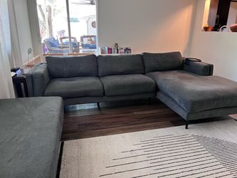 Living Spaces couch and ottoman - Aquarius II
