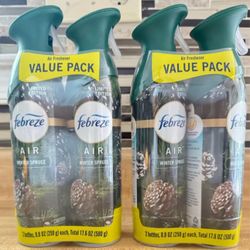 4 Limited Edition Febreze Air WINTER SPRUCE Air Freshener Spray (cash & pick up only)