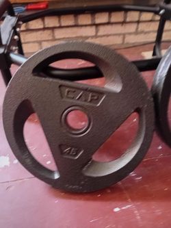 Two 45lbs Cap Cast Iron Plates