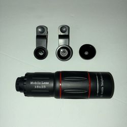 Lot of 3 Micro Photo Mobile Lenses for Phones - New Fish Eye Zoom Telescope
