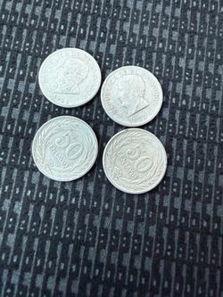 Moneda 50 centavos de El Salvador de plata, 1953