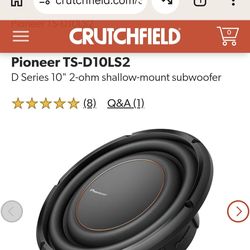 Two (2) Pioneer TS-D10LS2 Subwoofers