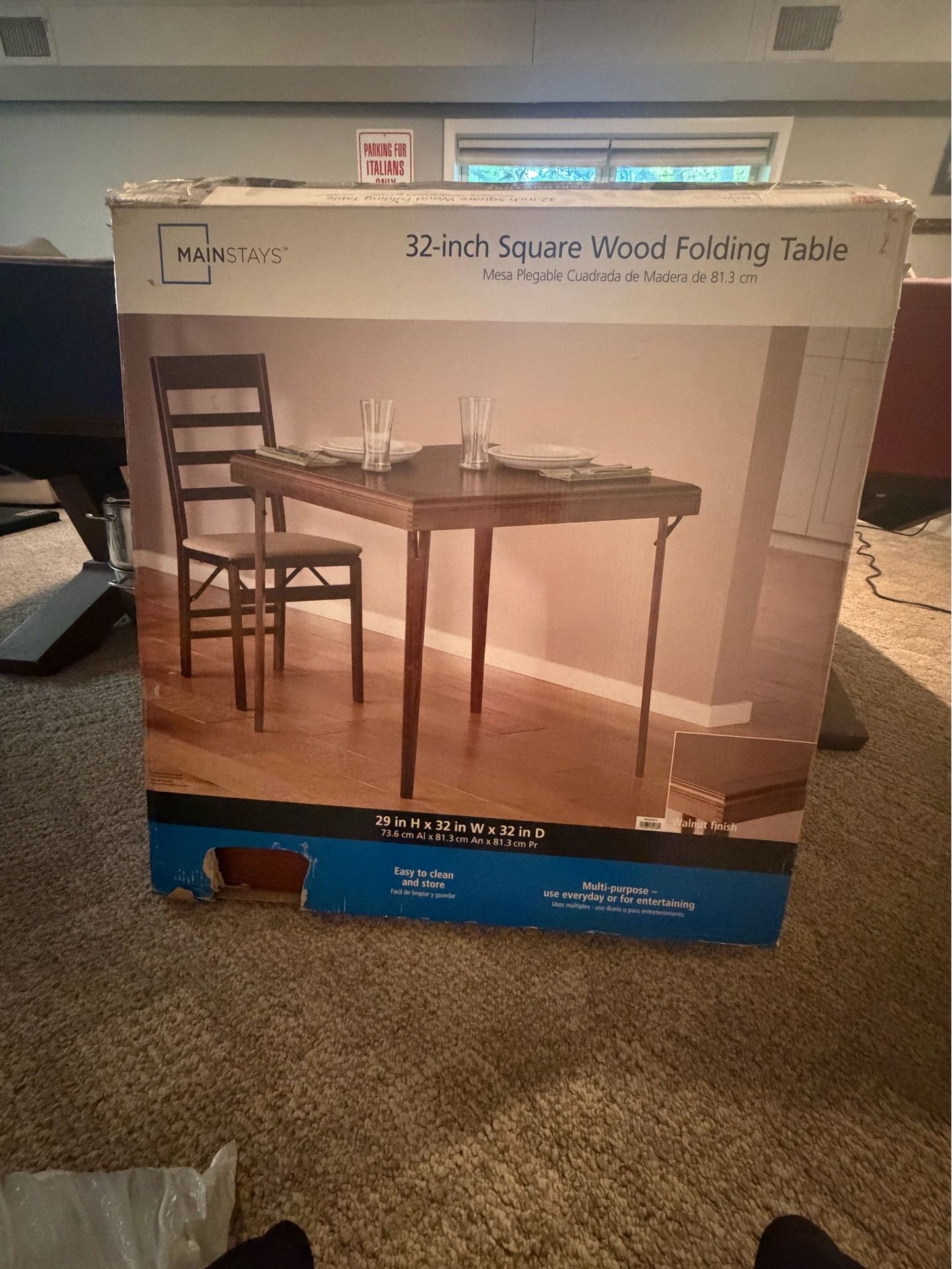 32” Square Wood Folding Table with 4 chairs