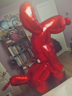 Costume red balloon dog