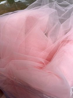 Peachy pink tulle drape