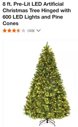8ft Pre Lit Pine Christmas Tree