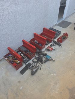 Hand tools power tools and tool boxes