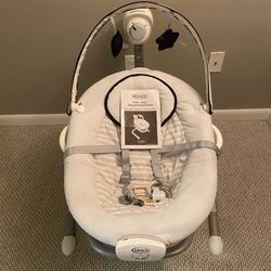 Graco Soothe N Sway Baby Swing With Portable Rocker White Gray Blue Stars Swings Sways And Vibrates
