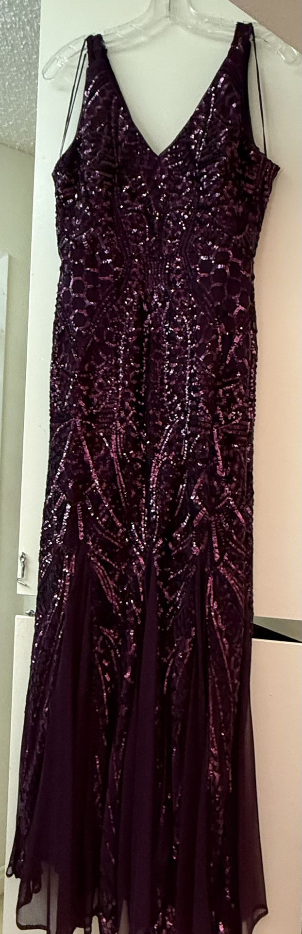 Night Way Collections Purple Sequin Embellished Maxi Gown