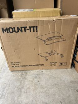 Brand new in box Mount-It! Mobile Computer Cart, Rolling Desktop Workstation with Height Adjustment, Storage Area for CPU and Printer  $150   Feel fre