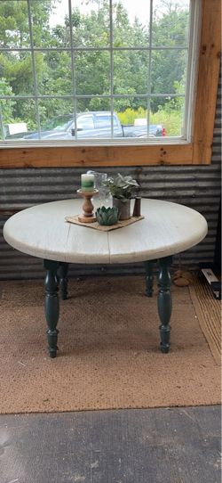 Refinished solid, wood farmhouse table