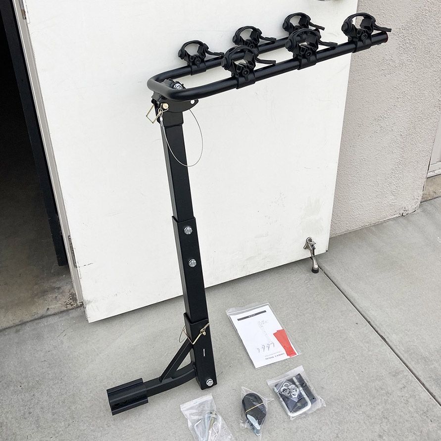 (NEW) in Box $65 Tilt Folding 3-Bike Hitch Mount Rack Bicycle Carrier for 2” Hitch w/ Straps 110 lbs Max