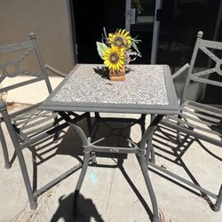 Granite Patio Table With 2 Chairs 