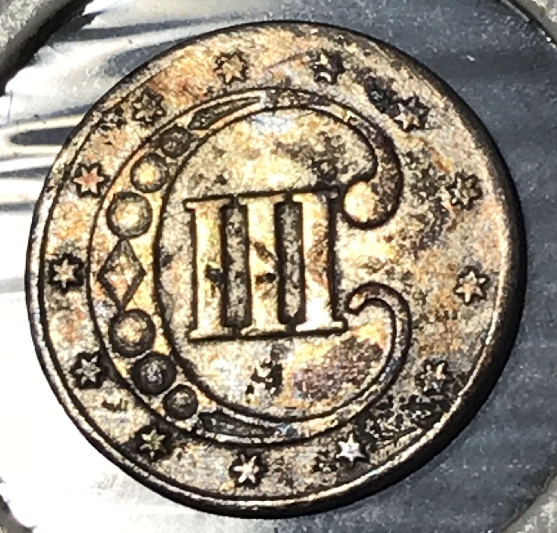 1851 Historic Three Cent Silver Piece ~ Fine Condition!!! Nice Tone!!!