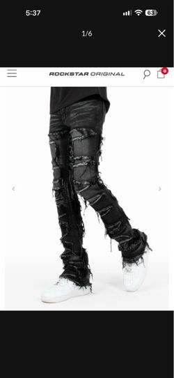 Rockstar original shake dark grey stacked flare jeans