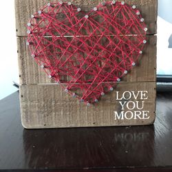 VALENTINES GIFT WOOD FRAME FARMHOUSE HEART STRING ART
