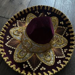 Burgundy Charro Hat