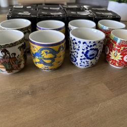 8 Vintage asian porcelain individual tea cups