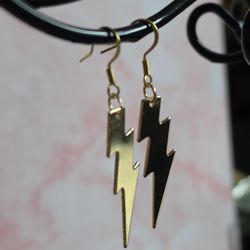 Gold Lightning Bolt Earrings, New!