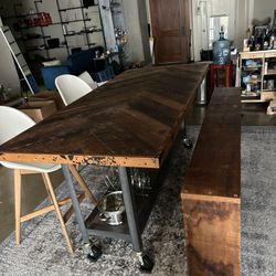 Bespoke Wood Kitchen Island Brunch Table With Bench 