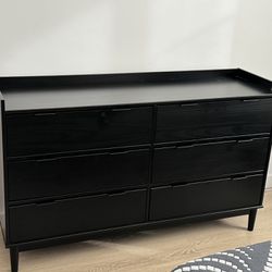 Solid Wood 6-Drawer Dresser - Black