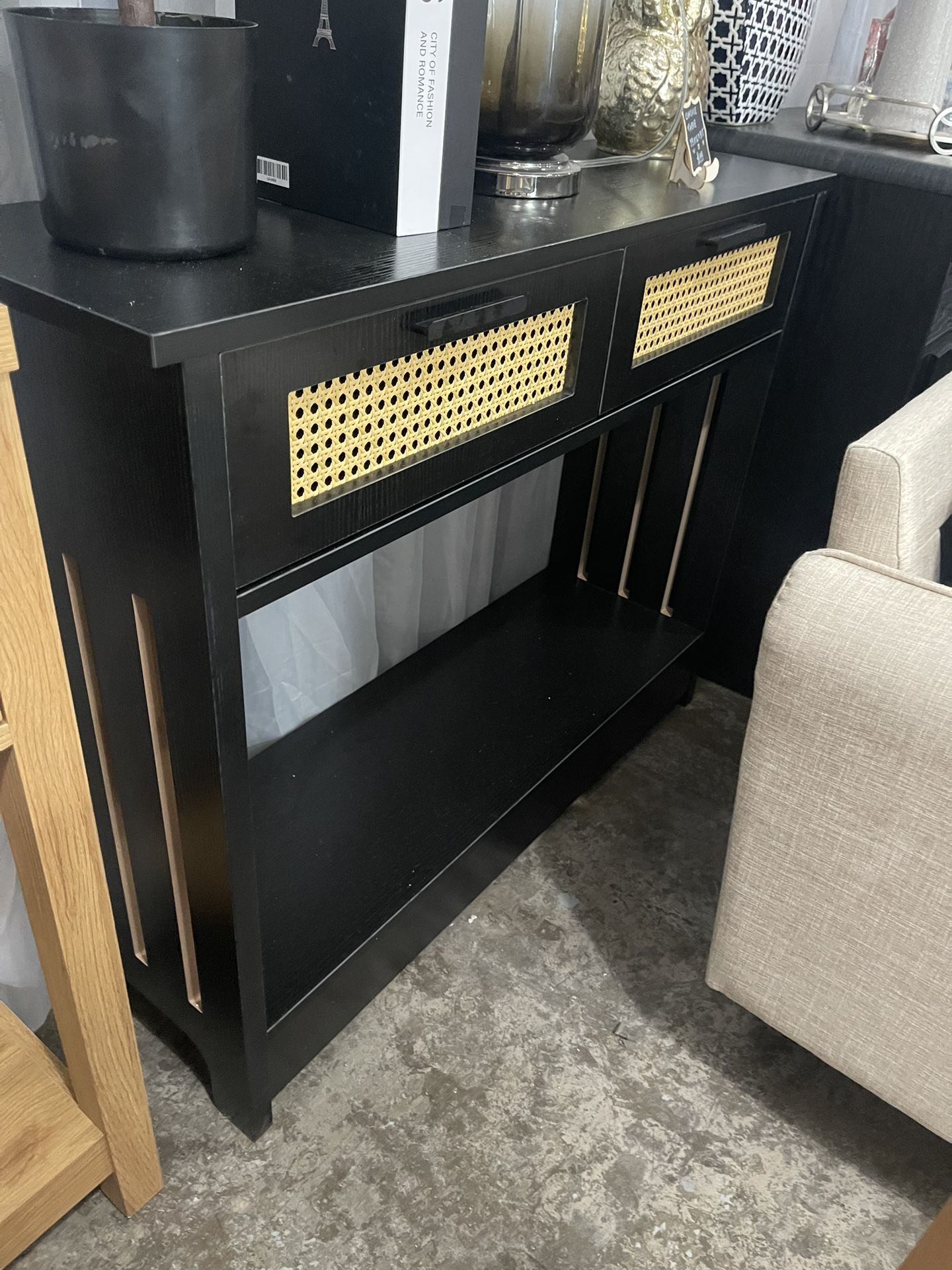 Console Table New Black With Cane Drawers - Home / Office- Delivery 🚚
