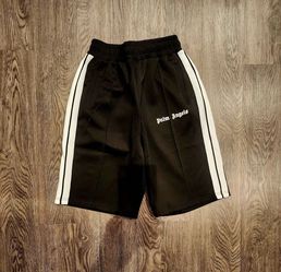 Palm Angels Track Shorts Black White Stripe