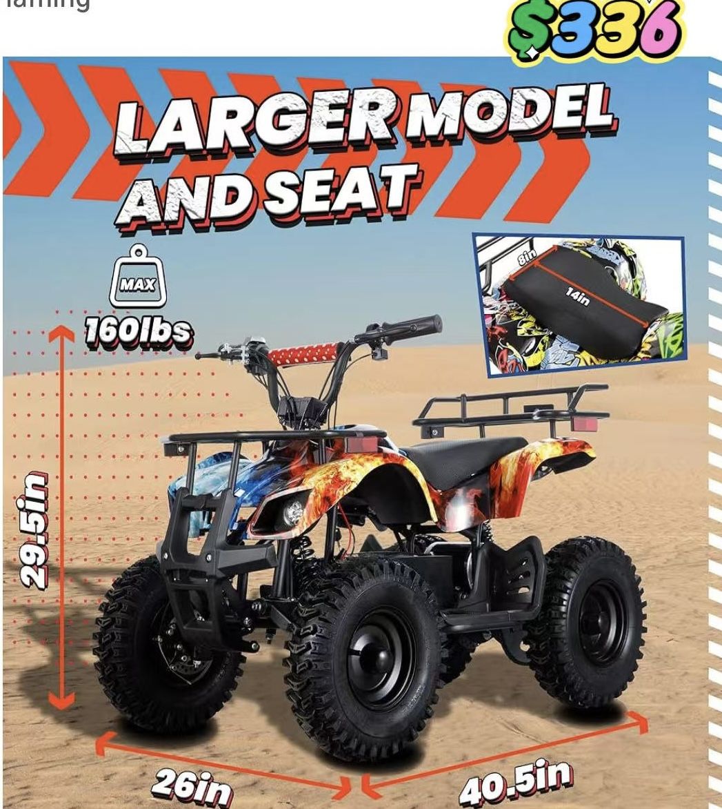 😀 36V Kids ATV Ride on Toys for Big Kids 4-Wheeler Dirt Quad Electric ATV with 500W Powerful Motor Off-Road Vehicles, Flaming, Please check photo6