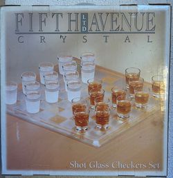 Brand New Sealed Fifth Avenue Crystal Shot Glass Checkers Set