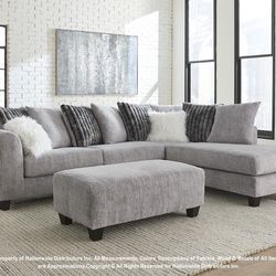 Large Grey Sectional Sofa Couch 