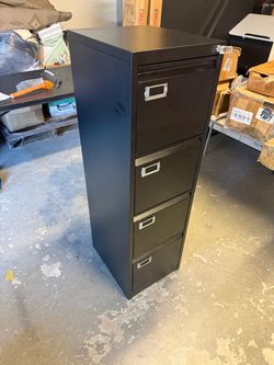4 drawer black metal file cabinet