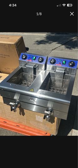 Brand new commerical double deep fryer with drain for $120
